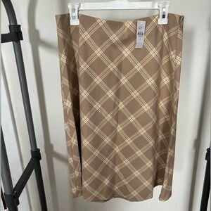 LOFT Tan Plaid Women's A Lind Midi Skirt